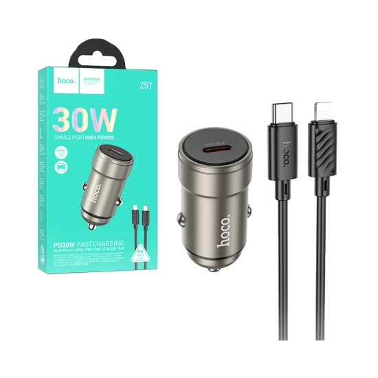Hoco Car Charger Z57 Glorious PD30W with Type-C to Lightning Cable 1M Gold